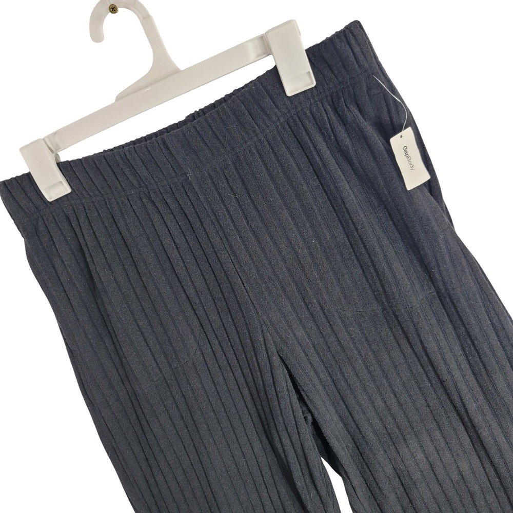 Gap Body Ribbed Wide Leg Lounge Pants Charcoal Gray Elastic Waist 767409-00-1